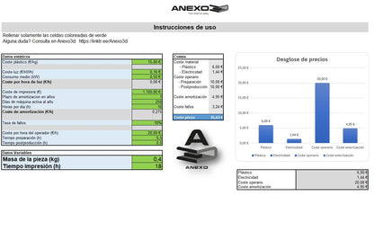 Calculadora impresión 3d EXCEL